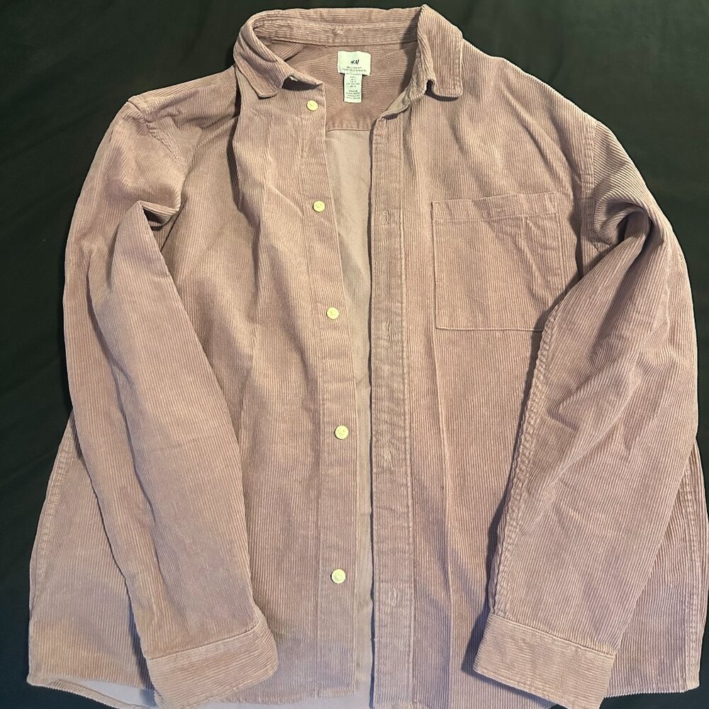H&M Cordorouy Shirt Large Lavender Purple NEW never worn